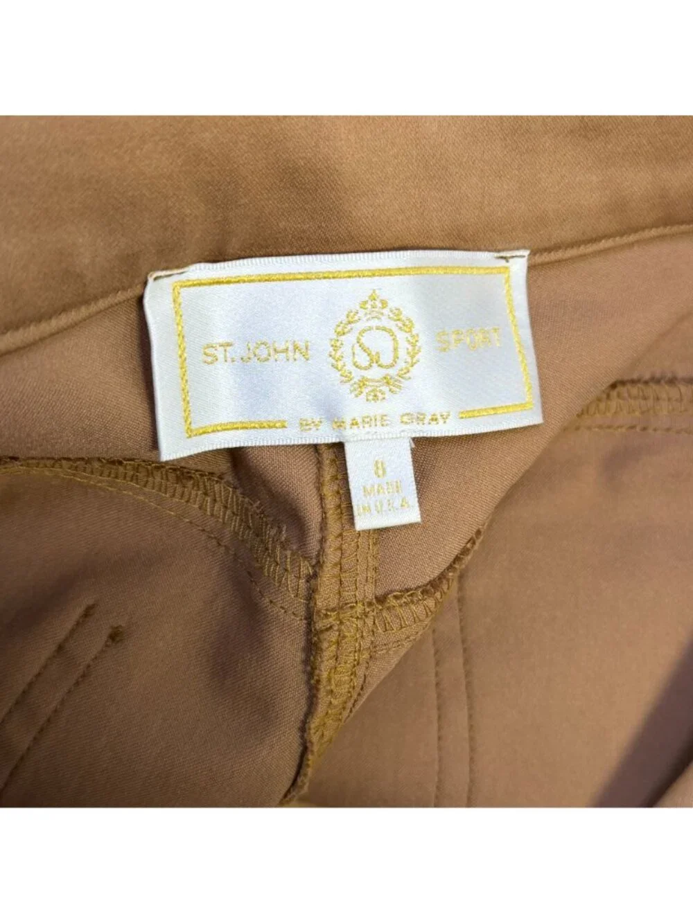 St. John Brown High-Rise Straight-Leg Pants Size 6